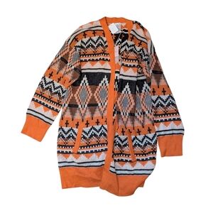 New With Tag Serra Orange Aztec Style Cardigan Size Medium